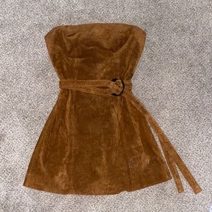 FREE PEOPLE brown strapless mini dress size 6